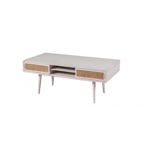 Boraam - Cambria Coffee Table - Zebrano Whitewash/Natural Cane - 33412