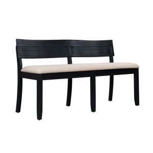 Boraam - Capella Cream Fabric Dining Height Bench - Matte Black Finish - 71018