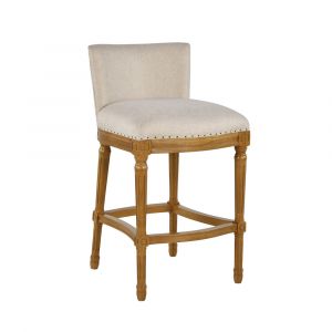 Boraam - Francesca Linen and Oak Wood Bar Stool - Tan/Natural - 18120