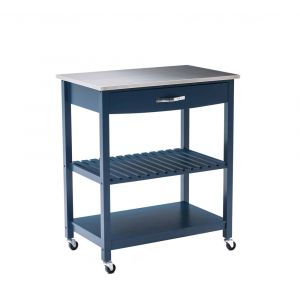 Boraam - Holland Kitchen Cart With Stainless Steel Top - Navy Blue - 50659