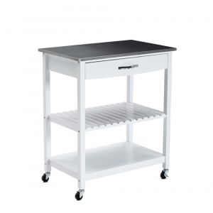 Boraam - Holland Kitchen Cart With Stainless Steel Top - White - 50660_BOR