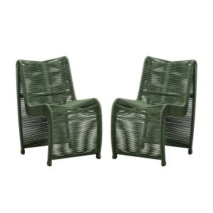 Boraam - Lorenzo Rope Outdoor Patio Chairs, Set of 2 - Olive Green - 77144