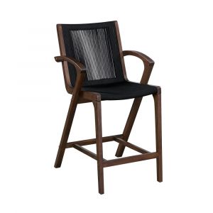 Boraam - Luca Black Rope Bar Stool - Cappuccino Finish - 80129