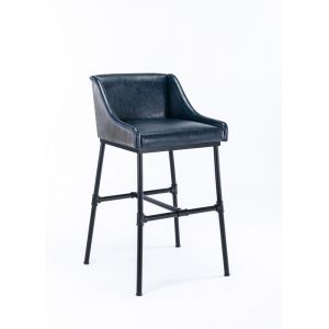 Boraam - Parlor Faux Leather Adjustable Bar Stool - Midnight Blue - 10144