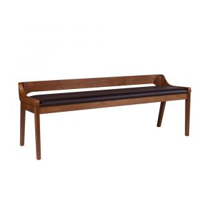 Boraam - Rasmus Brown Faux Leather Wood Dining Bench - Chestnut Wire-Brush Finish - 77315