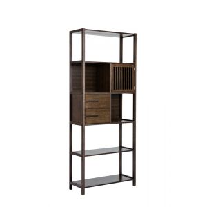 Boraam - Selma Bamboo Bookcase - Right Facing Spindle Cabinet, Cappuccino - 50657_BOR