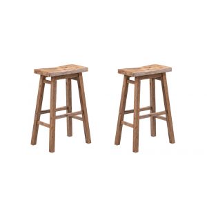 Boraam - Sonoma Backless Saddle Bar Stools - Barnwood Wire-Brush - Set of 2 - 75529