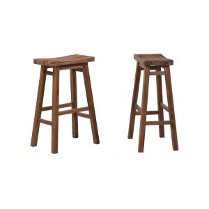 Boraam - Sonoma Backless Saddle Bar Stools - Chestnut Wire-Brush - Set of 2 - 75329