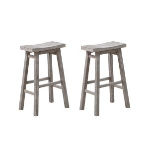 Boraam - Sonoma Backless Saddle Bar Stools - Storm Gray Wire-Brush - Set of 2 - 75629