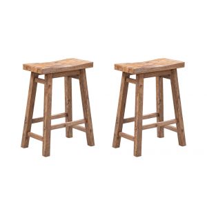 Boraam - Sonoma Backless Saddle Counter Stools - Barnwood Wire-Brush - Set of 2 - 75524