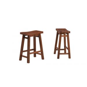 Boraam - Sonoma Backless Saddle Counter Stools - Chestnut Wire-Brush - Set of 2 - 75324