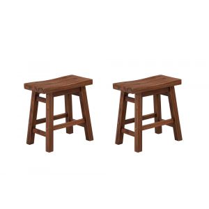 Boraam - Sonoma Backless Saddle Dining Height Stools - Chestnut Wire-Brush - Set of 2 - 75318