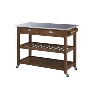 Boraam - Sonoma Kitchen Cart with Stainless Steel Top [Chestnut Wire-Brush] - 98521