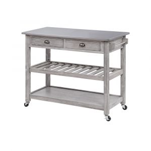 Boraam - Sonoma Kitchen Cart with Stainless Steel Top [Storm Gray Wire-Brush] - 98523