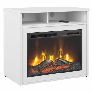 Bush Furniture - 400 Series 32W Electric Fireplace with Shelf in White - 400S132WHFR-Z