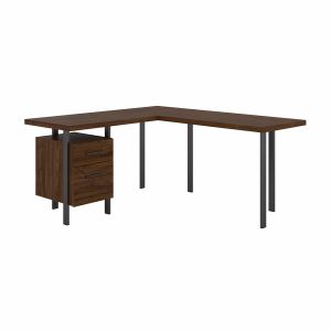 Bush Furniture - Architect 60W L Shaped Desk with Drawers in Modern Walnut - ACD260MW-03K