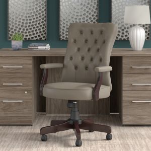 Bush Furniture - Arden Lane High Back Tufted Office Chair with Arms in Washed Gray Leather - CH2303WGL-03