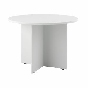 Bush Furniture - BBF 42W Round Conference Table w Wood Base in White - 99TB42RWH
