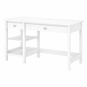 Bush Furniture - Broadview 54W Computer Desk with Shelves in Pure White - BDD154WH-03