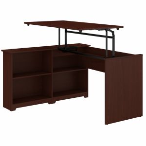 Bush Furniture - Cabot 52W 3 Position Sit to Stand Corner Bookshelf Desk in Harvest Cherry - WC31416-03