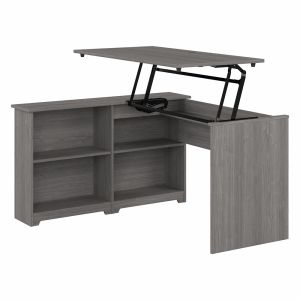 Bush Furniture - Cabot 52W 3 Position Sit to Stand Corner Desk with Shelves in Modern Gray - WC31316