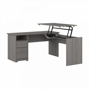Bush Furniture - Cabot 60W 3 Position Sit to Stand L Shaped Desk in Modern Gray - CAB043MG