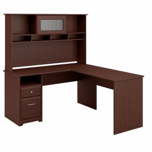 Bush Furniture - Cabot 60W L Shaped Computer Desk with Hutch and Drawers in Harvest Cherry - CAB046HVC