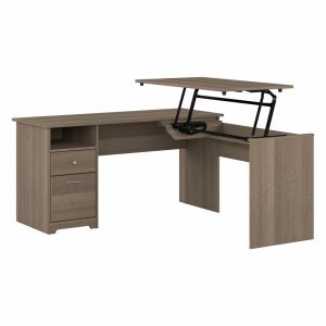 Bush Furniture - Cabot 60W Single Pedestal Desk w Sit to Stand Return in Ash Gray - CAB043AG