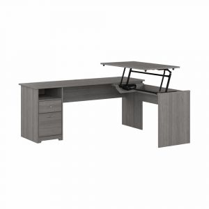 Bush Furniture - Cabot 72W 3 Position Sit to Stand L Shaped Desk in Modern Gray - CAB050MG