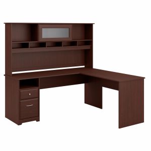 Bush Furniture - Cabot 72W L Shaped Computer Desk with Hutch and Drawers in Harvest Cherry - CAB053HVC