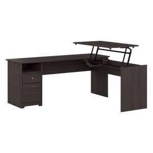 Bush Furniture - Cabot 72W Single Pedestal Desk w Sit to Stand Return in Heather Gray - CAB050HRG