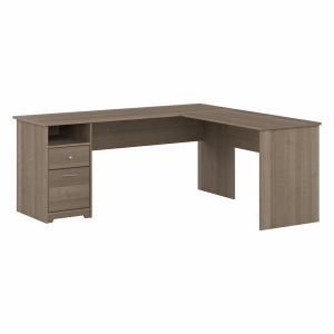 Bush Furniture - Cabot 72W Single Pedestal L Desk in Ash Gray - CAB051AG