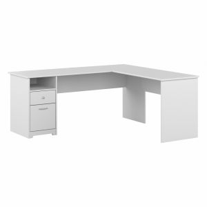 Bush Furniture - Cabot 72W Single Pedestal L Desk in White - CAB051WHN