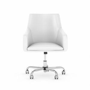 Bush Furniture - Cabot Mid Back Leather Box Chair in White - CAB058WH