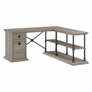 Bush Furniture - Coliseum 64W Designer L Shaped Desk with Storage in Driftwood Gray - CSD164DG-03K