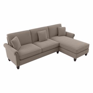 Bush Furniture - Coventry 102W Reversible Chaise Sectional in Tan Microsuede Fabric - CVY102BTNM-03K
