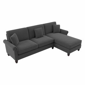 Bush Furniture - Coventry 102W Sectional Couch with Reversible Chaise Lounge in Charcoal Gray Herringbone - CVY102BCGH-03K