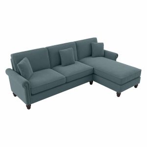 Bush Furniture - Coventry 102W Sectional Couch with Reversible Chaise Lounge in Turkish Blue Herringbone - CVY102BTBH-03K