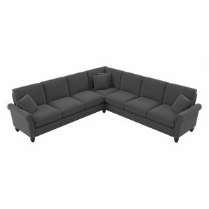 Bush Furniture - Coventry 111W L Shaped Sectional Couch in Charcoal Gray Herringbone - CVY110BCGH-03K