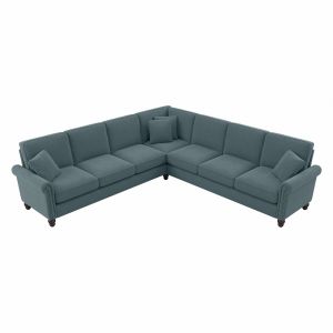 Bush Furniture - Coventry 111W L Shaped Sectional Couch in Turkish Blue Herringbone - CVY110BTBH-03K