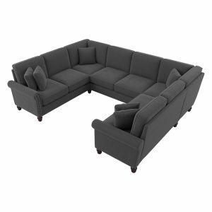 Bush Furniture - Coventry 113W U Shaped Sectional Couch in Charcoal Gray Herringbone - CVY112BCGH-03K