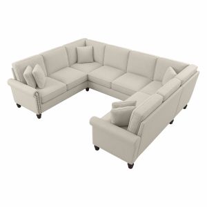 Bush Furniture - Coventry 113W U Shaped Sectional Couch in Cream Herringbone - CVY112BCRH-03K