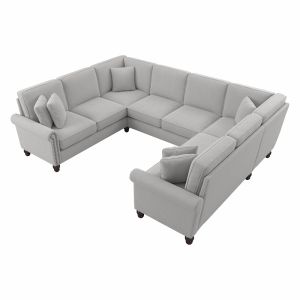 Bush Furniture - Coventry 113W U Shaped Symmetrical Sectional in Light Gray Microsuede Fabric - CVY112BLGM-03K