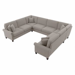 Bush Furniture - Coventry 125W U Shaped Sectional Couch in Beige Herringbone - CVY123BBGH-03K