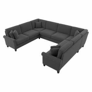 Bush Furniture - Coventry 125W U Shaped Sectional Couch in Charcoal Gray Herringbone - CVY123BCGH-03K