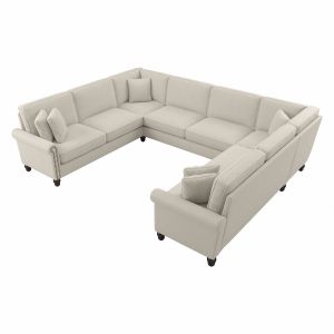 Bush Furniture - Coventry 125W U Shaped Sectional Couch in Cream Herringbone - CVY123BCRH-03K