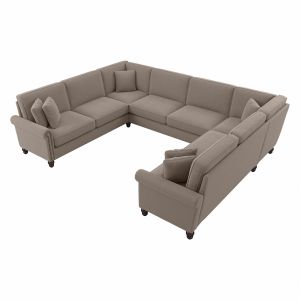 Bush Furniture - Coventry 125W U Shaped Symmetrical Sectional in Tan Microsuede Fabric - CVY123BTNM-03K