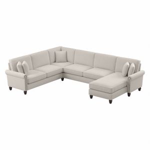 Bush Furniture - Coventry 128W Reversible U Sectional w Chaise in Light Beige Microsuede Fabric - CVY127BLBM-03K