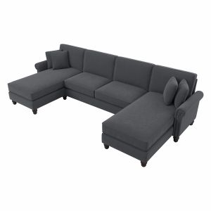 Bush Furniture - Coventry 131W Double Chaise Sectional in Dark Gray Microsuede Fabric - CVY130BDGM-03K