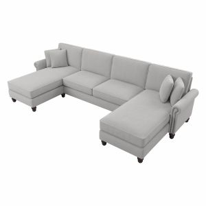 Bush Furniture - Coventry 131W Double Chaise Sectional in Light Gray Microsuede Fabric - CVY130BLGM-03K
